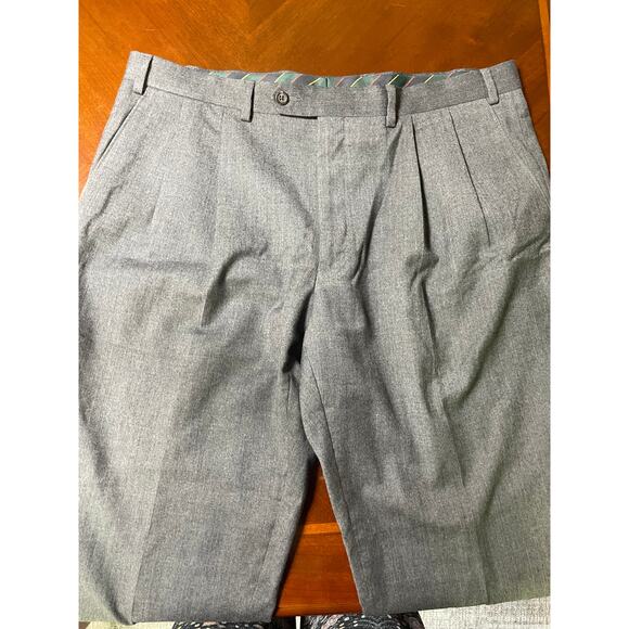 Chaps Mens Dress Pants 38W x 30L All Wool Gray Light Interior Staining Last Pic - Picture 4 of 9